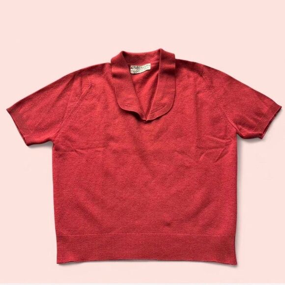 VTG red knit cropped polo shirt English Sports Shop Bermuda by Lyle and Scott - Picture 1 of 4